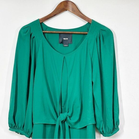 Anthropologie Maeve Valparaiso Tie Front Midi Dress Green Size 8 - Picture 5 of 12